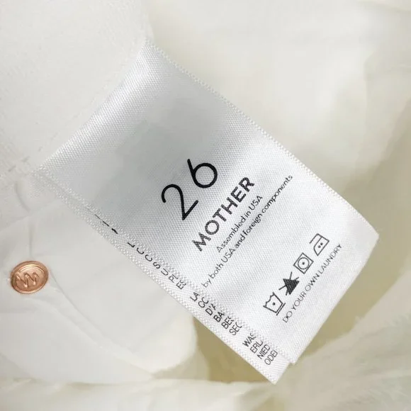 MOTHER Denim NWT White Looker Ankle Fray Raw Hem Jeans Little Miss Innocent 26 - Picture 9 of 16